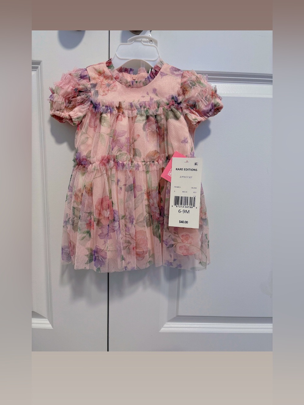 Rare Editions Pink Floral Tulle Dress